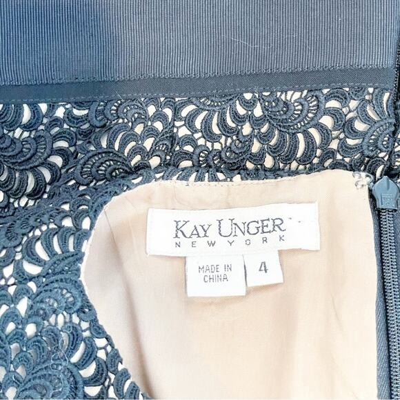 Kay Unger Lace Overlay Sheath Dress Black Size 4 LIKE NEW - Picture 13 of 16